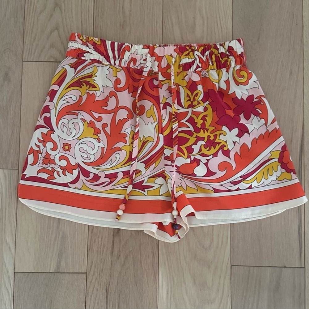 Zara High Waist Patterned Shorts - Orange, Pink, Yellow